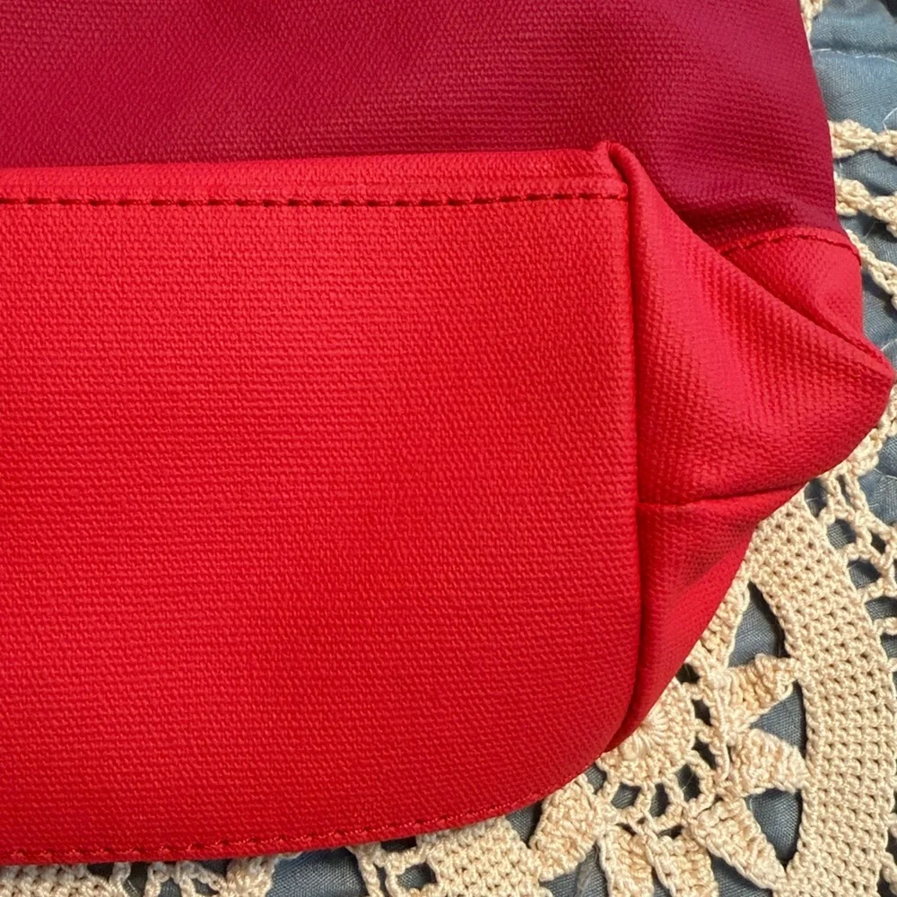 NEW Tory Burch JAYDEN Dipped Canvas Leather Tote Medium Bag Red Auburn Carmine - Picture 3 of 5